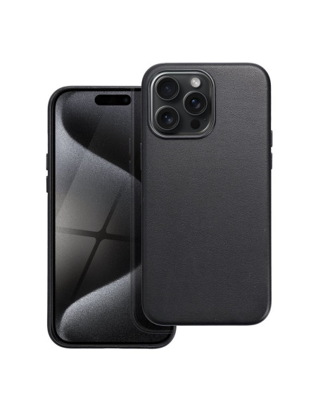LEATHER MAG COVER case for IPHONE 15 Pro Max black