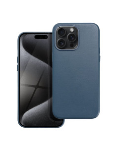 COUVERTURE MAG en CUIR compatible avec MagSafe pour IPHONE 15 Pro Max bleu