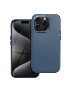 COUVERTURE MAG en CUIR compatible avec MagSafe pour IPHONE 15 Pro bleu