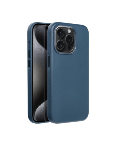 COUVERTURE MAG en CUIR compatible avec MagSafe pour IPHONE 15 Pro bleu