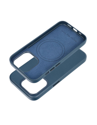 COUVERTURE MAG en CUIR compatible avec MagSafe pour IPHONE 15 Pro bleu