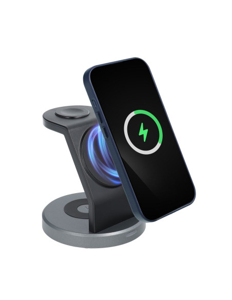 COUVERTURE MAG en CUIR compatible avec MagSafe pour IPHONE 15 Pro bleu