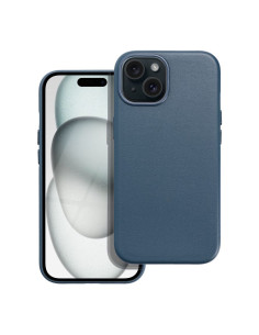 COUVERTURE MAG en CUIR compatible avec MagSafe pour IPHONE 15 bleu