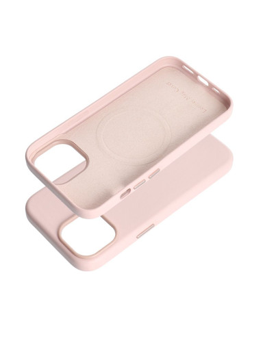 COUVERTURE MAG en CUIR compatible avec MagSafe pour IPHONE 15 rose