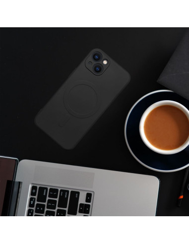 Coque MAG SILICONE compatible avec MagSafe pour IPHONE 15 Pro noir