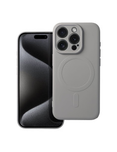 Coque SILICONE MAG COVER compatible avec MagSafe pour IPHONE 15 Pro gris titane