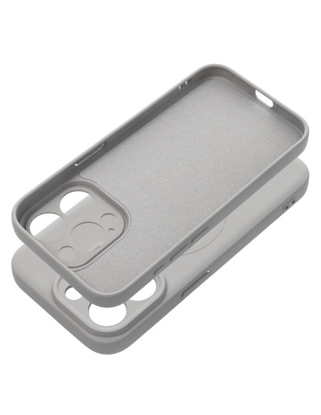 Coque SILICONE MAG COVER compatible avec MagSafe pour IPHONE 15 Pro gris titane