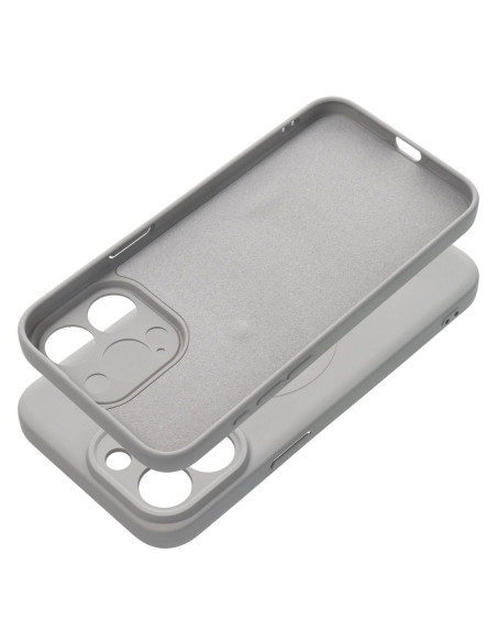 Coque SILICONE MAG COVER compatible avec MagSafe pour IPHONE 15 Pro Max gris titane