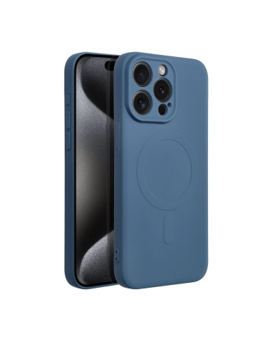 Coque MAG SILICONE compatible avec MagSafe pour IPHONE 15 Pro Max bleu