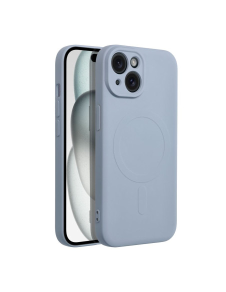 SILICONE MAG COVER compatible avec MagSafe pour IPHONE 15 bleu clair