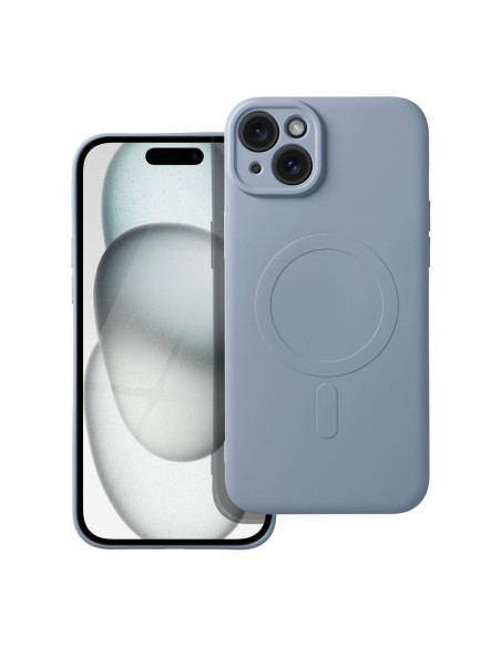 SILICONE MAG COVER compatible avec MagSafe pour IPHONE 15 Plus bleu clair