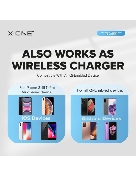 Chargement sans fil X-ONE compatible avec Magsafe 15W