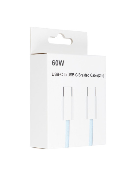 Câble Type C vers Type C Power Delivery PD 60W 3A C263 blue 2 m