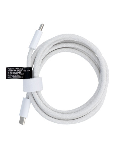 Câble Type C vers Type C Power Delivery PD 60W 3A C263 blanc 1,5 m