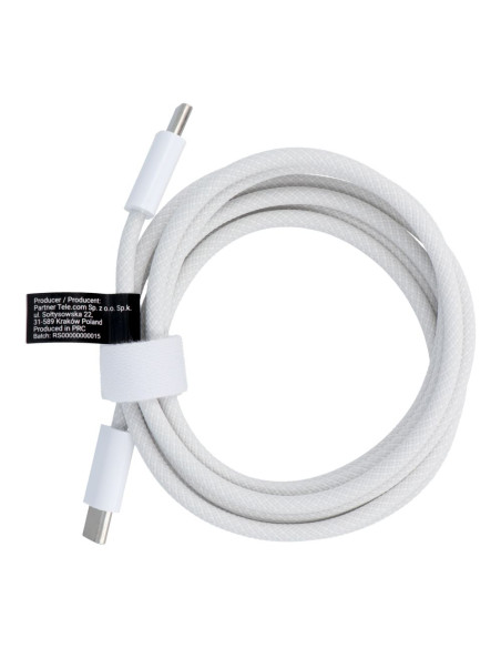 Câble Type C vers Type C Power Delivery PD 60W 3A C263 blanc 1,5 m