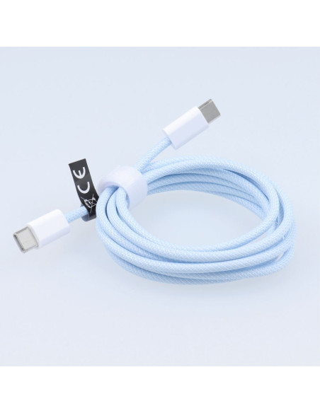 Câble Type C vers Type C Power Delivery PD 60W 3A C263 bleu 1,5 m
