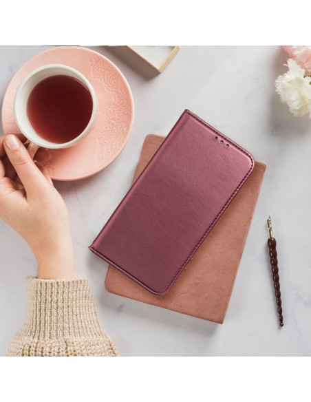 Etui Smart Magneto pour MOTOROLA G84 bordeaux